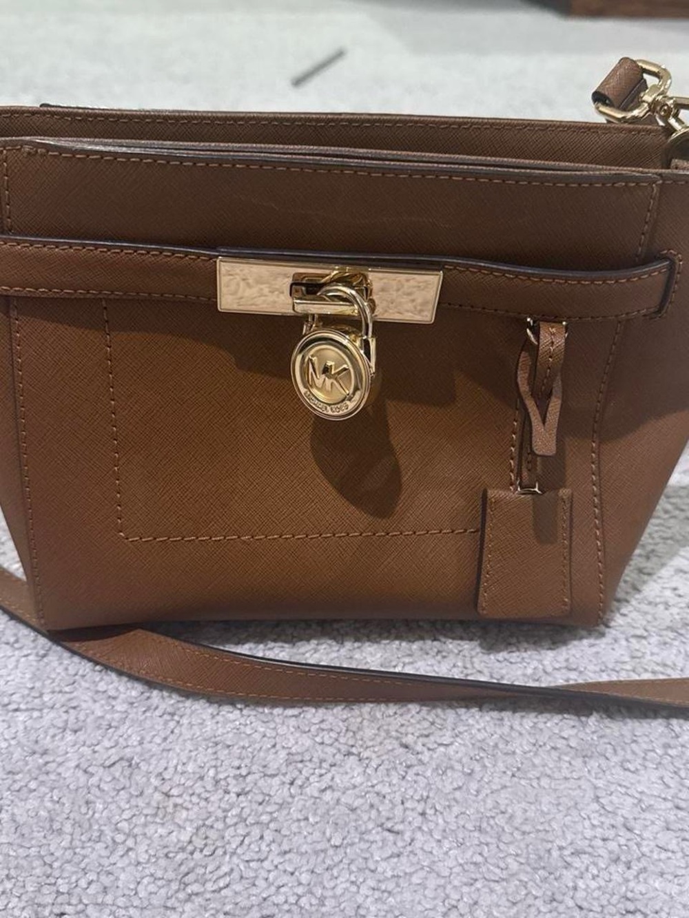 Michael Kors Cognac Saffiano Leather Crossbody with Gold Hardware